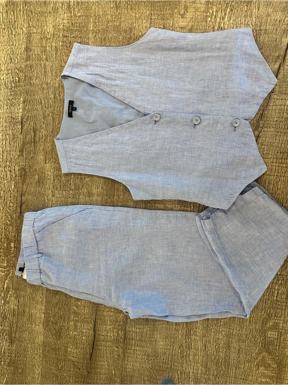 Quince Light Blue 2 piece Linen Set - Picture 4 of 11